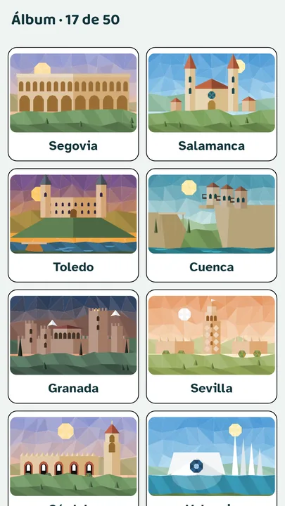 El álbum de postales con las ciudades ya conseguidas